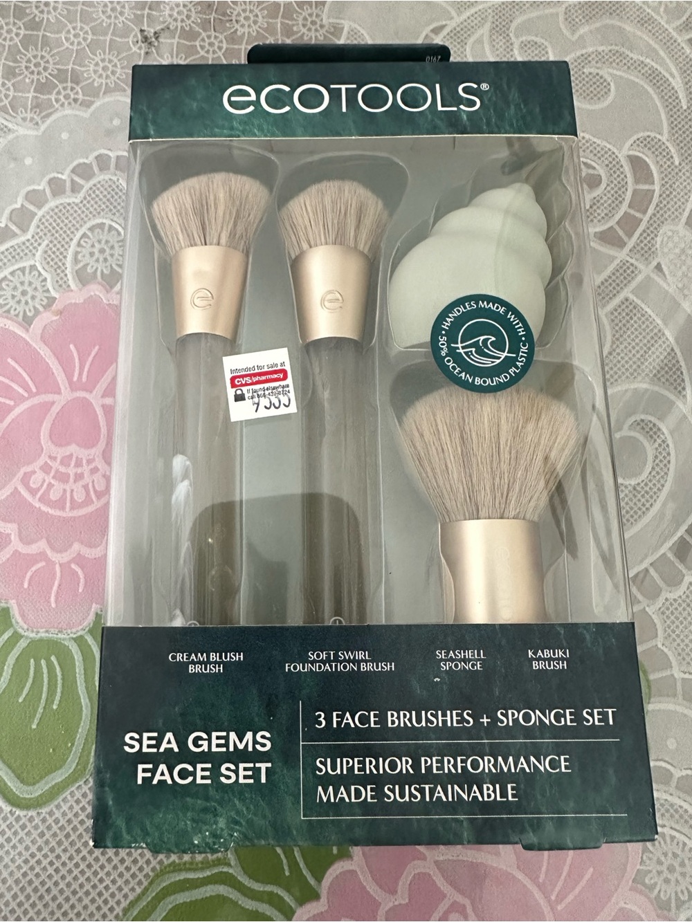 ecotools Rose Gold Face Brush Set with Seashell Sponge